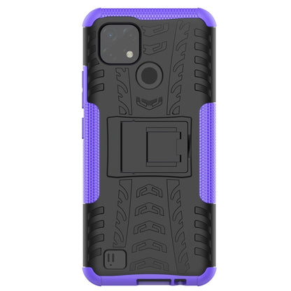 For OPPO Realme C21 / C20 Tire Texture Shockproof TPU+PC Protective Case with Holder(Purple) - Realme Cases by buy2fix | Online Shopping UK | buy2fix
