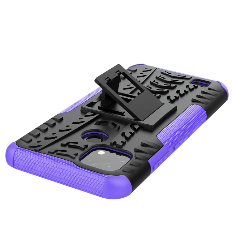 For OPPO Realme C21 / C20 Tire Texture Shockproof TPU+PC Protective Case with Holder(Purple) - Realme Cases by buy2fix | Online Shopping UK | buy2fix