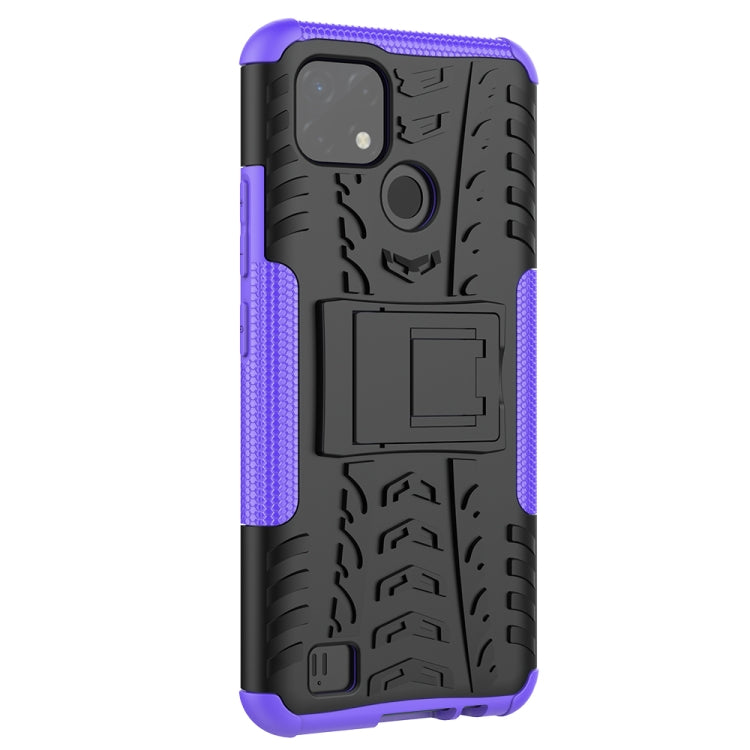 For OPPO Realme C21 / C20 Tire Texture Shockproof TPU+PC Protective Case with Holder(Purple) - Realme Cases by buy2fix | Online Shopping UK | buy2fix
