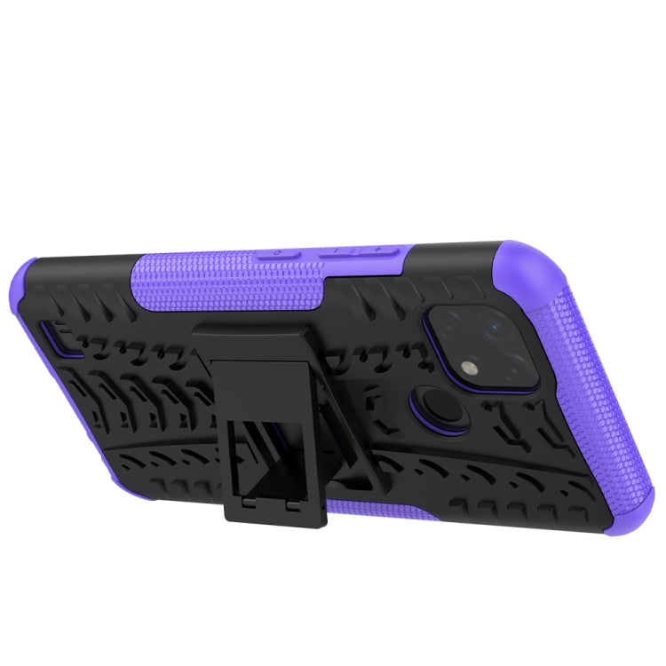 For OPPO Realme C21 / C20 Tire Texture Shockproof TPU+PC Protective Case with Holder(Purple) - Realme Cases by buy2fix | Online Shopping UK | buy2fix