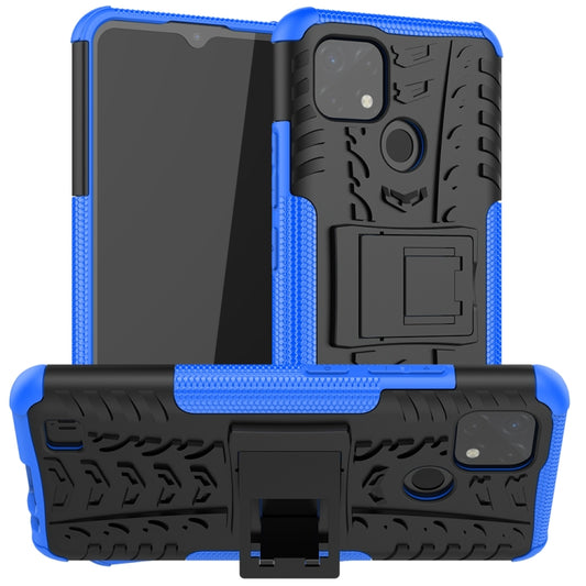 For OPPO Realme C21 / C20 Tire Texture Shockproof TPU+PC Protective Case with Holder(Blue) - Realme Cases by buy2fix | Online Shopping UK | buy2fix
