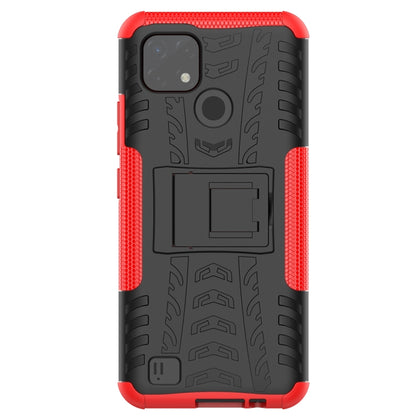 For OPPO Realme C21 / C20 Tire Texture Shockproof TPU+PC Protective Case with Holder(Red) - Realme Cases by buy2fix | Online Shopping UK | buy2fix