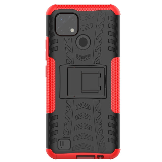 For OPPO Realme C21 / C20 Tire Texture Shockproof TPU+PC Protective Case with Holder(Red) - Realme Cases by buy2fix | Online Shopping UK | buy2fix