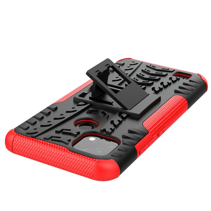 For OPPO Realme C21 / C20 Tire Texture Shockproof TPU+PC Protective Case with Holder(Red) - Realme Cases by buy2fix | Online Shopping UK | buy2fix