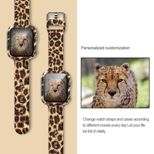 Silicone Printing Integrated Watch Case Watch Band For Apple Watch Series 6 / 5 / 4 / Watch SE 40mm (Black Leopard) by buy2fix