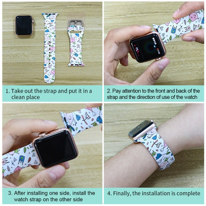 Silicone Printing Integrated Watch Case Watch Band For Apple Watch Series 6 / 5 / 4 / Watch SE 40mm (Black Leopard) by buy2fix