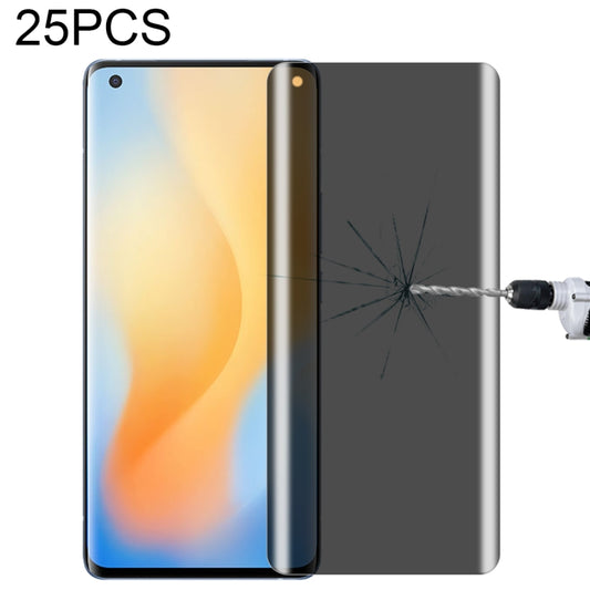 For vivo X50 Pro 25 PCS 0.3mm 9H Surface Hardness 3D Curved Surface Privacy Glass Film - Galaxy Tempered Glass by buy2fix | Online Shopping UK | buy2fix