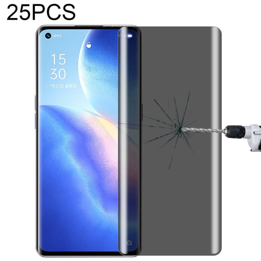 For OPPO Reno5 Pro 5G 25 PCS 0.3mm 9H Surface Hardness 3D Curved Surface Privacy Glass Film - OPPO Tempered Glass by buy2fix | Online Shopping UK | buy2fix