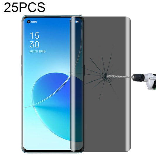 For OPPO Reno6 Pro 5G 25 PCS 0.3mm 9H Surface Hardness 3D Curved Surface Privacy Glass Film - OPPO Tempered Glass by buy2fix | Online Shopping UK | buy2fix