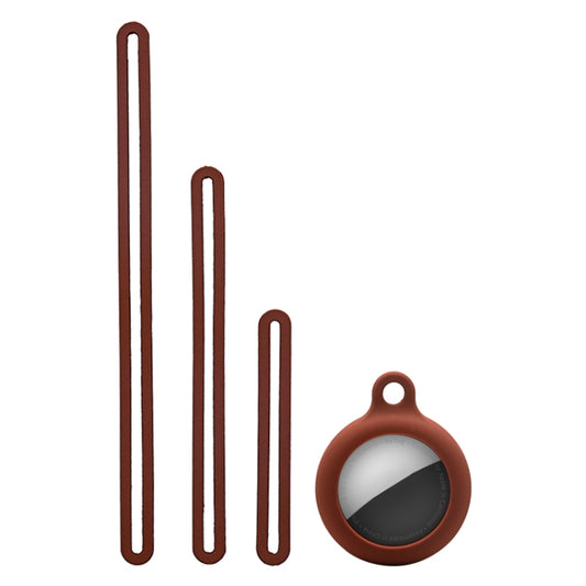 Silicone Shockproof Protective Cover Case with 3 Lanyards For AirTag(Brown) - Other by buy2fix | Online Shopping UK | buy2fix