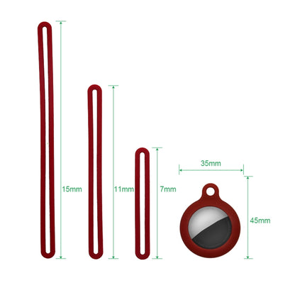 Silicone Shockproof Protective Cover Case with 3 Lanyards For AirTag(Wine Red) - Other by buy2fix | Online Shopping UK | buy2fix