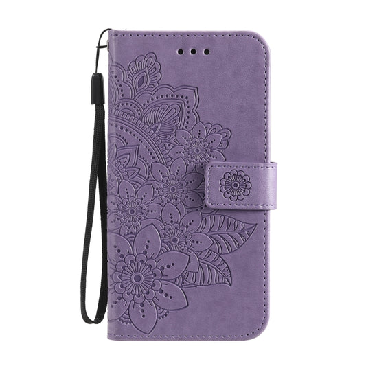 For OPPO A93 5G / A74 5G / A54 5G 7-petal Flowers Embossing Pattern Horizontal Flip PU Leather Case with Holder & Card Slots & Wallet & Photo Frame(Light Purple) by buy2fix