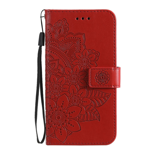 For OPPO A93 5G / A74 5G / A54 5G 7-petal Flowers Embossing Pattern Horizontal Flip PU Leather Case with Holder & Card Slots & Wallet & Photo Frame(Red) by buy2fix