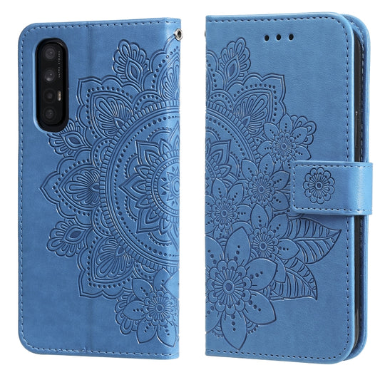 For OPPO Reno3 Pro 5G / Find X2 Neo 7-petal Flowers Embossing Pattern Horizontal Flip PU Leather Case with Holder & Card Slots & Wallet & Photo Frame(Blue) by buy2fix