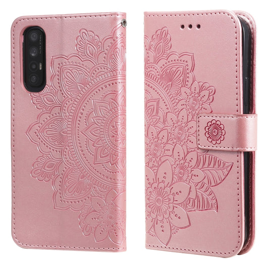 For OPPO Reno3 Pro 5G / Find X2 Neo 7-petal Flowers Embossing Pattern Horizontal Flip PU Leather Case with Holder & Card Slots & Wallet & Photo Frame(Rose Gold) by buy2fix