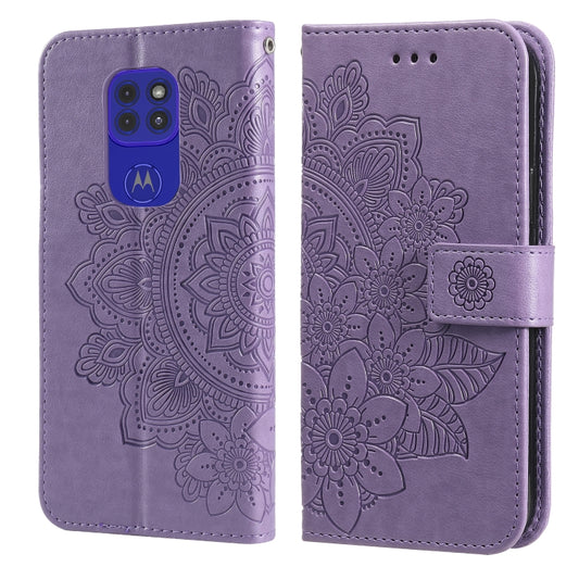 For Motorola Moto G9 Play / E7 Plus 7-petal Flowers Embossing Pattern Horizontal Flip PU Leather Case with Holder & Card Slots & Wallet & Photo Frame(Light Purple) - Motorola Cases by buy2fix | Online Shopping UK | buy2fix