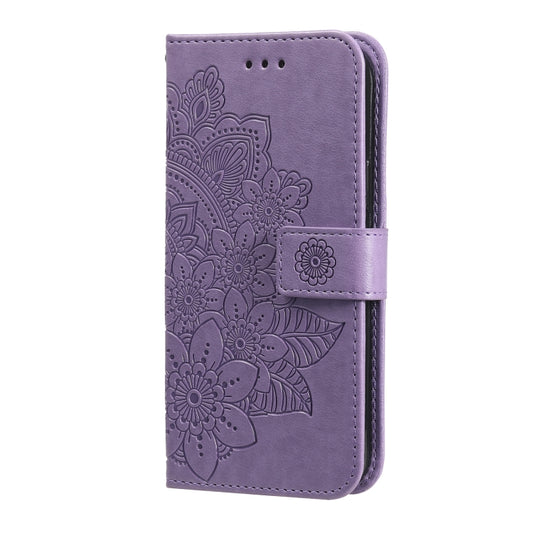 For Motorola Moto G9 Play / E7 Plus 7-petal Flowers Embossing Pattern Horizontal Flip PU Leather Case with Holder & Card Slots & Wallet & Photo Frame(Light Purple) - Motorola Cases by buy2fix | Online Shopping UK | buy2fix