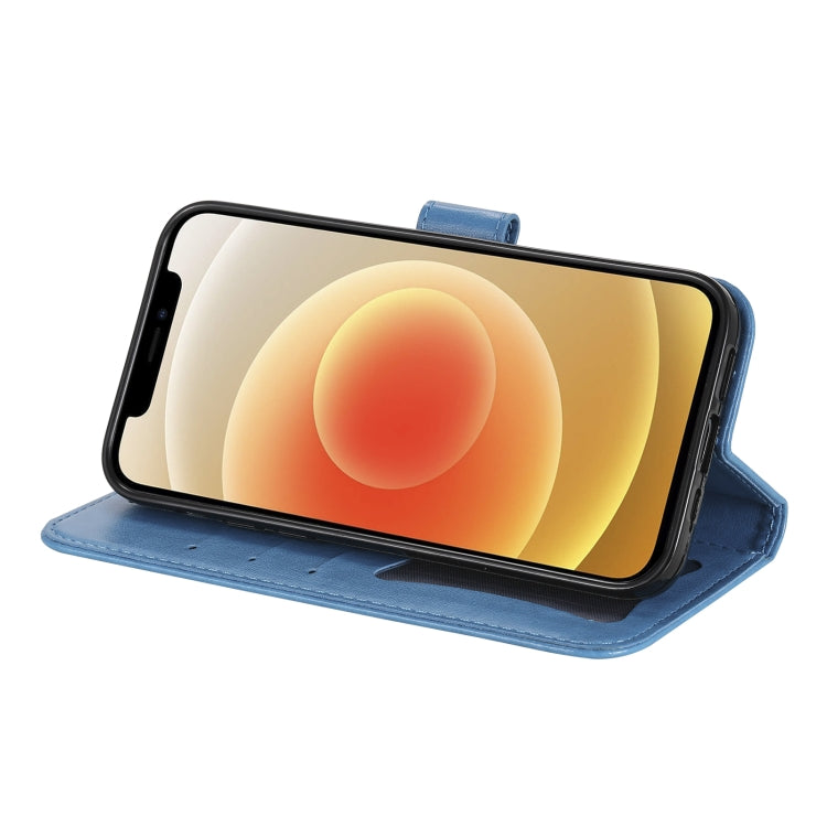 For Samsung Galaxy S21 FE 7-petal Flowers Embossing Pattern Horizontal Flip PU Leather Case with Holder & Card Slots & Wallet & Photo Frame(Blue) by buy2fix