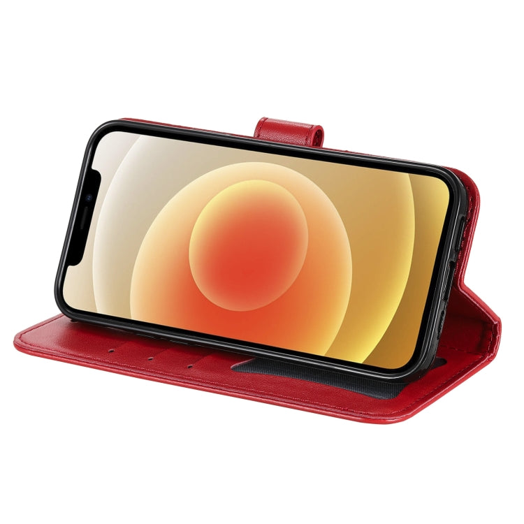 For Samsung Galaxy S21 FE 7-petal Flowers Embossing Pattern Horizontal Flip PU Leather Case with Holder & Card Slots & Wallet & Photo Frame(Red) by buy2fix