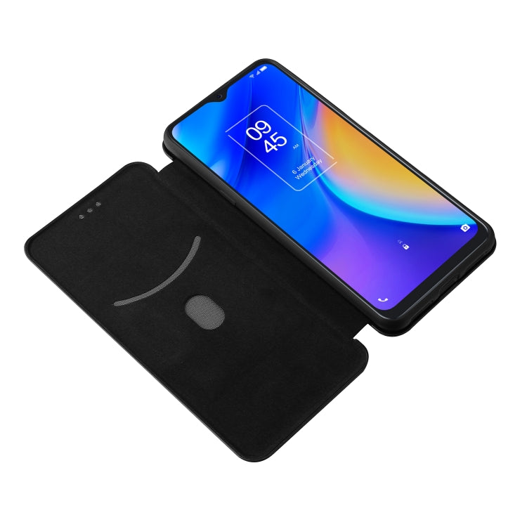 For TCL 20S Carbon Fiber Texture Horizontal Flip TPU + PC + PU Leather Case with Card Slot(Black) - TCL by buy2fix | Online Shopping UK | buy2fix