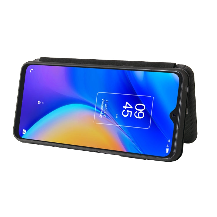 For TCL 20S Carbon Fiber Texture Horizontal Flip TPU + PC + PU Leather Case with Card Slot(Black) - TCL by buy2fix | Online Shopping UK | buy2fix