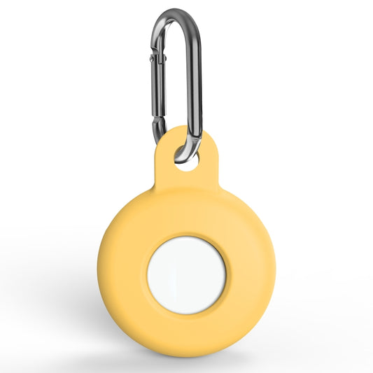 Anti-scratch Silicone Shockproof Protective Cover Case with Carabiner For AirTag(Yellow) -  by buy2fix | Online Shopping UK | buy2fix