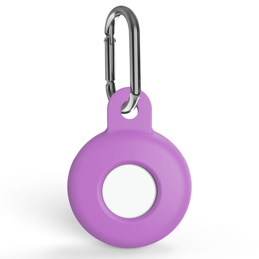 Anti-scratch Silicone Shockproof Protective Cover Case with Carabiner For AirTag(Purple) -  by buy2fix | Online Shopping UK | buy2fix