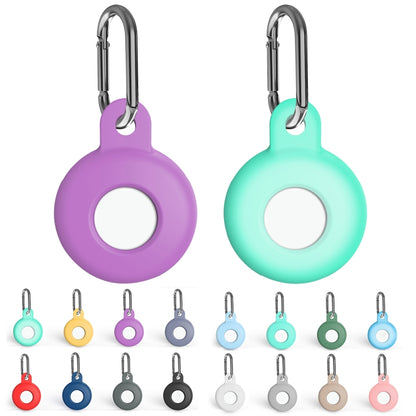 Anti-scratch Silicone Shockproof Protective Cover Case with Carabiner For AirTag(Lake Blue) - Other by buy2fix | Online Shopping UK | buy2fix