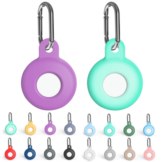 Anti-scratch Silicone Shockproof Protective Cover Case with Carabiner For AirTag(Purple) -  by buy2fix | Online Shopping UK | buy2fix