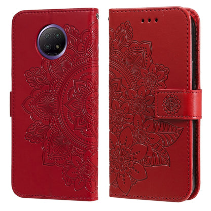 For Xiaomi Redmi Note 9T 5G / Note 9 5G (CN Version) 7-petal Flowers Embossing Pattern Horizontal Flip PU Leather Case with Holder & Card Slots & Wallet & Photo Frame(Red) - Xiaomi Cases by buy2fix | Online Shopping UK | buy2fix