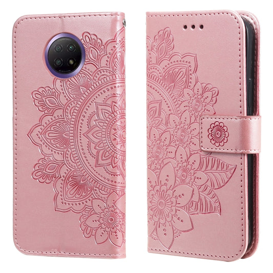 For Xiaomi Redmi Note 9T 5G / Note 9 5G (CN Version) 7-petal Flowers Embossing Pattern Horizontal Flip PU Leather Case with Holder & Card Slots & Wallet & Photo Frame(Rose Gold) - Xiaomi Cases by buy2fix | Online Shopping UK | buy2fix