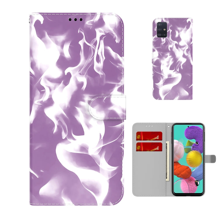 For Samsung Galaxy A51 4G Cloud Fog Pattern Horizontal Flip Leather Case with Holder & Card Slot & Wallet(Purple) by buy2fix