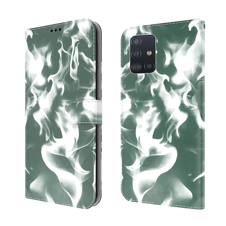 For Samsung Galaxy A71 4G Cloud Fog Pattern Horizontal Flip Leather Case with Holder & Card Slot & Wallet(Dark Green) by buy2fix