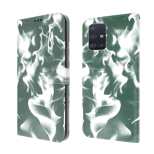 For Samsung Galaxy A71 4G Cloud Fog Pattern Horizontal Flip Leather Case with Holder & Card Slot & Wallet(Dark Green) by buy2fix