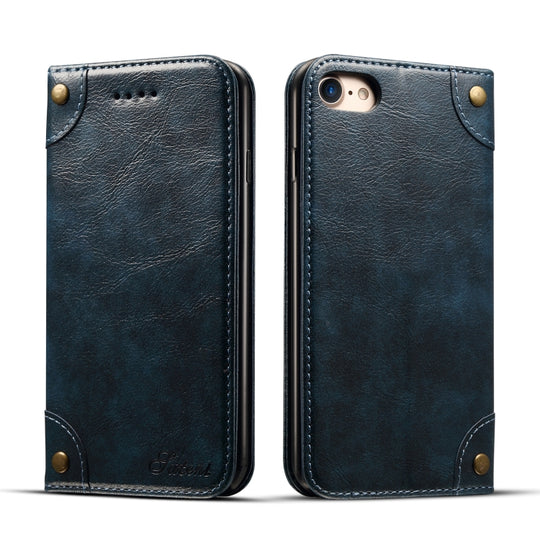 For iPhone SE 2022 / SE 2020 / 8 / 7 Baroque Simple Horizontal Flip Leather Case with Holder & Card Slots & Wallet(Blue)