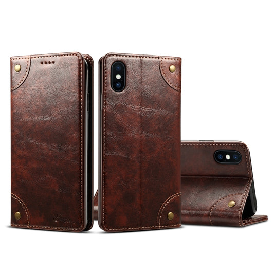 For iPhone XS Max Baroque Simple Horizontal Flip Leather Case, with Holder & Card Slots & Wallet(Dark Brown) - More iPhone Cases by buy2fix | Online Shopping UK | buy2fix