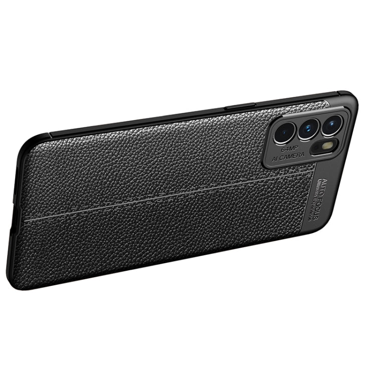 For OPPO Reno6 5G Litchi Texture TPU Shockproof Case(Black) by buy2fix