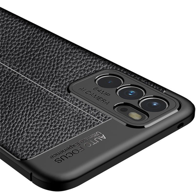 For OPPO Reno6 5G Litchi Texture TPU Shockproof Case(Black) by buy2fix