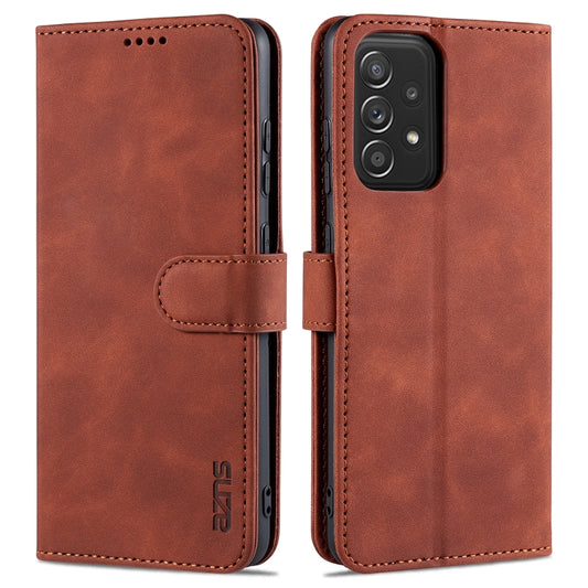 For Samsung Galaxy A52 5G / 4G AZNS Skin Feel Calf Texture Horizontal Flip Leather Case with Card Slots & Holder & Wallet(Brown) - Galaxy Phone Cases by AZNS | Online Shopping UK | buy2fix
