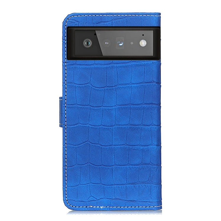 For Google Pixel 6 Crocodile Texture Horizontal Flip Leather Case with Holder & Card Slots & Photo Frame & Wallet(Blue) - Google Cases by buy2fix | Online Shopping UK | buy2fix