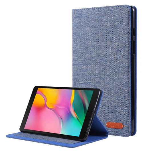 For Samsung Galaxy Tab A7 Lite 8.7 T220 / T225 Horizontal Flip TPU + Fabric PU Leather Protective Case with Name Card Clip(Dark Blue) - Tab A7 Lite T220 / T225 by buy2fix | Online Shopping UK | buy2fix