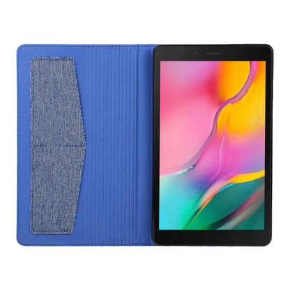 For Samsung Galaxy Tab A7 Lite 8.7 T220 / T225 Horizontal Flip TPU + Fabric PU Leather Protective Case with Name Card Clip(Dark Blue) - Tab A7 Lite T220 / T225 by buy2fix | Online Shopping UK | buy2fix