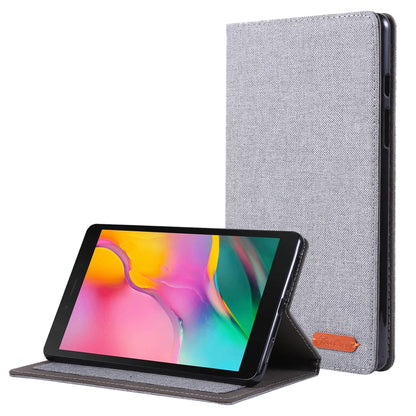 For Samsung Galaxy Tab A7 Lite 8.7 T220 / T225 Horizontal Flip TPU + Fabric PU Leather Protective Case with Name Card Clip(Grey) - Tab A7 Lite T220 / T225 by buy2fix | Online Shopping UK | buy2fix
