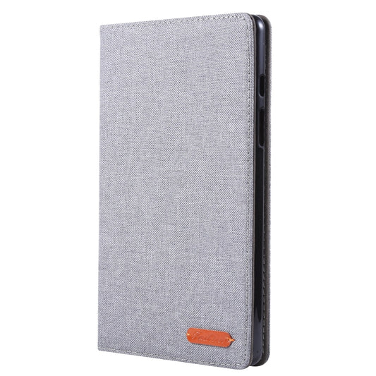 For Samsung Galaxy Tab A7 Lite 8.7 T220 / T225 Horizontal Flip TPU + Fabric PU Leather Protective Case with Name Card Clip(Grey) - Tab A7 Lite T220 / T225 by buy2fix | Online Shopping UK | buy2fix