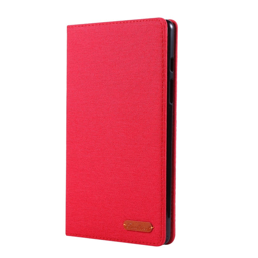 For Samsung Galaxy Tab A7 Lite 8.7 T220 / T225 Horizontal Flip TPU + Fabric PU Leather Protective Case with Name Card Clip(Red) - Tab A7 Lite T220 / T225 by buy2fix | Online Shopping UK | buy2fix