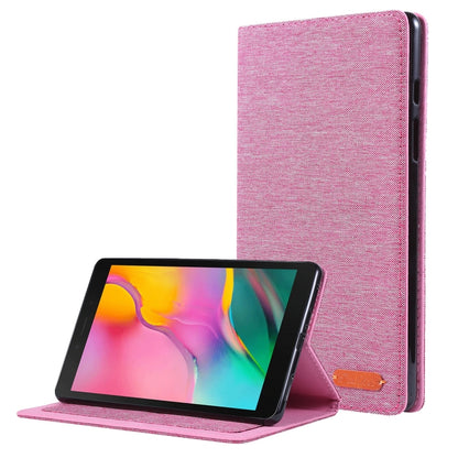 For Samsung Galaxy Tab A7 Lite 8.7 T220 / T225 Horizontal Flip TPU + Fabric PU Leather Protective Case with Name Card Clip(Rose Red) - Tab A7 Lite T220 / T225 by buy2fix | Online Shopping UK | buy2fix