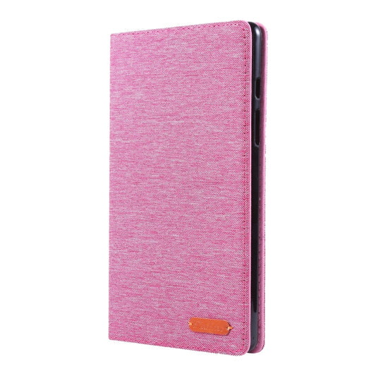 For Samsung Galaxy Tab A7 Lite 8.7 T220 / T225 Horizontal Flip TPU + Fabric PU Leather Protective Case with Name Card Clip(Rose Red) - Tab A7 Lite T220 / T225 by buy2fix | Online Shopping UK | buy2fix