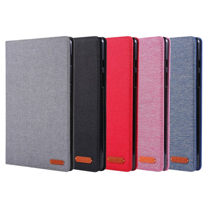 For Samsung Galaxy Tab A7 Lite 8.7 T220 / T225 Horizontal Flip TPU + Fabric PU Leather Protective Case with Name Card Clip(Rose Red) - Tab A7 Lite T220 / T225 by buy2fix | Online Shopping UK | buy2fix