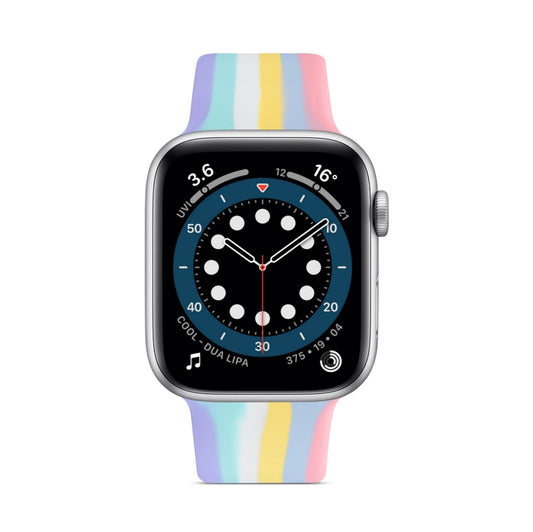 Rainbow Silicone Strap Watch Band For Apple Watch Series 7 45mm / 6 & SE & 5 & 4 44mm / 3 & 2 & 1 42mm(1) by buy2fix