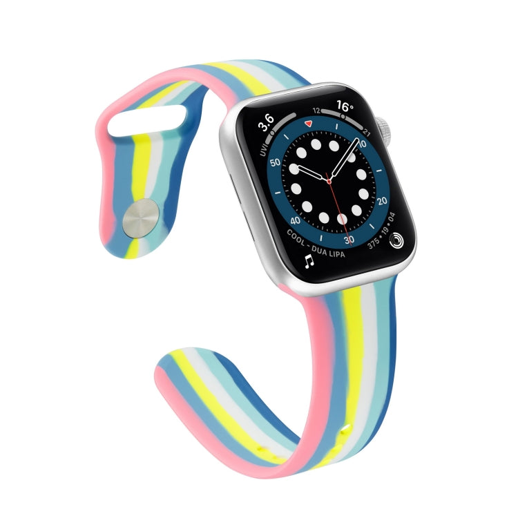 Rainbow Silicone Strap Watch Band For Apple Watch Series 9&8&7 41mm / SE 3&SE 2&6&SE&5&4 40mm / 3&2&1 38mm(5) by buy2fix